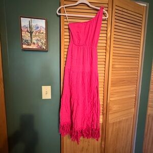 SHEIN Vibrant Pink One-Shoulder Dress